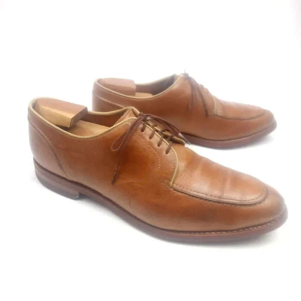 Allen Edmonds Clark Street Mens 10.5 D Split Toe Tan Leather Oxfords Dress Shoes